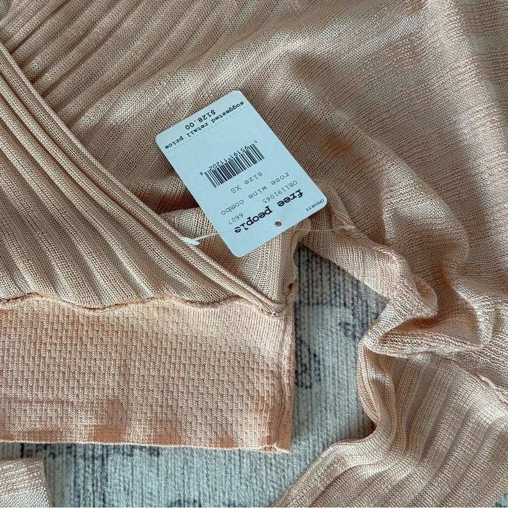 Free People Pluto Textured Wrap Top • Rose Wire Combo • Size XS • NWT